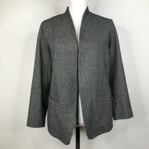 Eileen Fisher Open Front Sweater Jacket Womens S P Heather Charcoal Gray Linen - £37.36 GBP