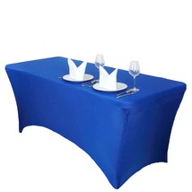 Royal Blue Rectangular Stretchy 5 FT Fitted Spandex Tablecloth For Weddi... - £28.84 GBP