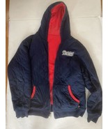 New England Patriots Vtg Reversible Hoodie Size XL Red Blue Full Zip NFL - £24.04 GBP
