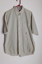 Tommy Hilfiger - Men&#39;s Yellow Plaid Short Sleeve Button Down Shirt - Size L - $296.28 MXN