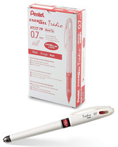 New Pentel Ener Gel Tradio Pearl .7mm Red Needle Tip Gel Pen 12-PACK Box BLN117W - £6.62 GBP