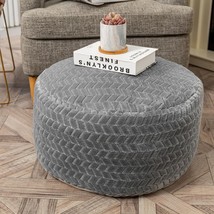 Round Pouf Ottoman Stuffed Velvet Floor Pouf Footrest,Foot Stool, Bean Bag Floor - £47.83 GBP