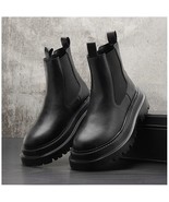 Luxury Design Mens Platform Chelsea Boots Thick Bottom Split Leather Ank... - £72.33 GBP