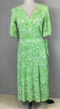 Vintage Lilly Pulitzer Green Floral Short Sleeve Wrap Dress Size 8 - £18.39 GBP