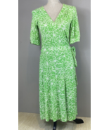 Vintage Lilly Pulitzer Green Floral Short Sleeve Wrap Dress Size 8 - £18.47 GBP