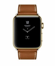24K Gold Plated 45mm Apple Watch SERIES 8 HERMES 24K Gold Buckle Brown Leather - £1,897.71 GBP