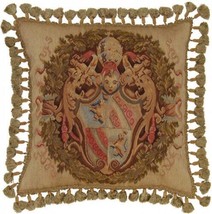 Throw Pillow Aubusson Leaves Leaf 22x22 Pink Beige Bronze Olive Green Ve... - £352.26 GBP