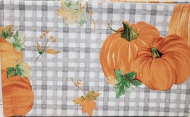 Peva Vinyl Flannel Back Tablecloth, 52&quot;x90&quot; Oblong, Fall Pumpkins On Plaid, Gr - £12.54 GBP