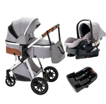 Luxury 3in1 Light Grey Eggshell Folding Baby Stroller Bassinet Car Seat Set - £302.16 GBP