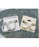 NEW Lot 2 Silver Hoop Style Fashion Earrings Marsala &amp; Freedom Fine Tone... - £12.87 GBP