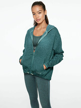 NEW Victorias Secret PINK SWEATER KNIT HIGH-LOW FULL-ZIP HOODIE Teal XSMALL - £26.31 GBP