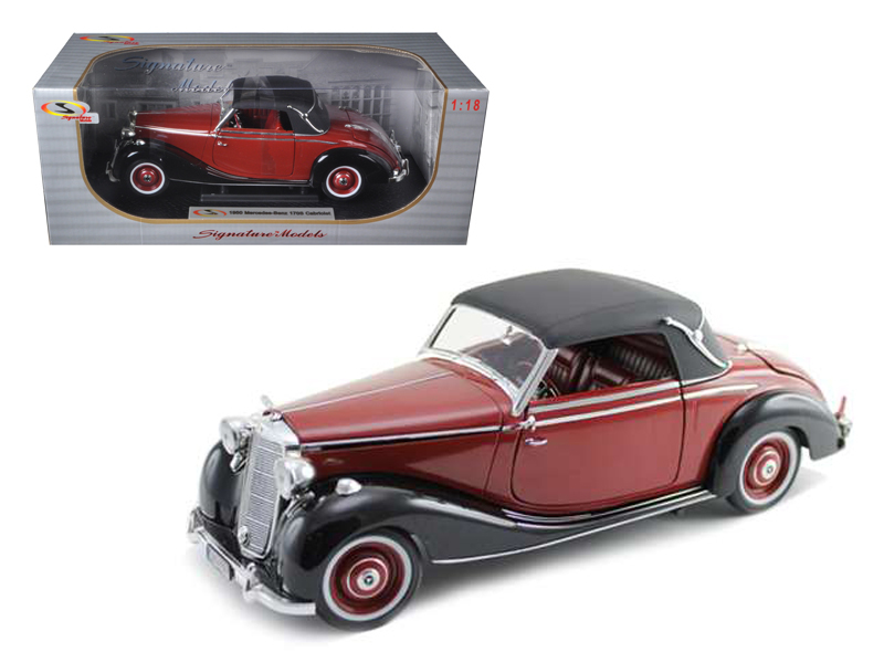 1950 Mercedes Benz 170S Cabriolet Burgundy and Black 1/18 Diecast Model Car by S - $100.49