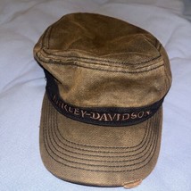 Rare Harley Davidson Brown 4 Panel Adjustable Hat Cap Distressed - £46.73 GBP