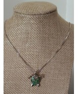 Turtle Pendant Necklace ~ Turtle Design ~  Silver Hardware ~ Green Opal ... - $14.96