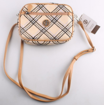 Giani Bernini Straw Plaid Convertible Belt Bag To Crossbody Tan Lavender... - $39.97