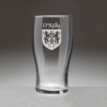 O&#39;Kelly Irish Coat of Arms Tavern Glasses - Set of 4 (Sand Etched) - £54.35 GBP