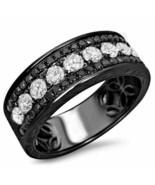 1.50Ct Round Cut Moissanite Men&#39;s Wedding Band Ring 14k Black Gold Plated - $190.79 CAD