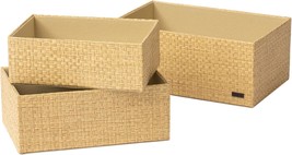 La Jolie Muse Recycled Woven Paper Storage Baskets Set 3 - Stackable Paper, Sand - £35.52 GBP