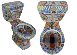 Mexican Talavera Ceramic Toilet Hand Painted  - Zimapán - - $22,462.85 MXN