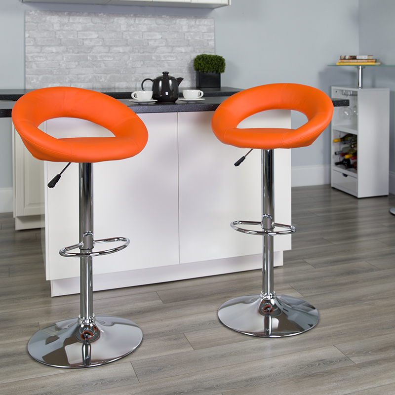 Orange Vinyl Barstool DS-811-ORG-GG