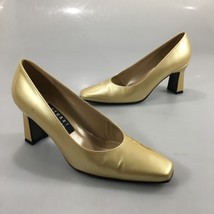 Stuart Weitzman 6 B Gold Patent Leather 3&quot; Heels Pumps Shoes - £28.59 GBP