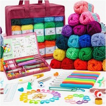 Amigurumi Magic: Ultimate Crochet Yarn Kit - 1650 Yards, 30 Vibrant Colors, Hook - £91.76 GBP