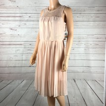 Maison Jules Crochet-Yoke Layered-Look Dress, Pearl Golden Pink Blush Nwt Small - £12.53 GBP