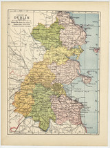 1902 Antique Map Of The County Of Dublin / Ireland - £21.99 GBP
