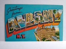 Greetings From Albany New York Large Big Letter City Postcard Chrome Tichnor - £7.97 GBP