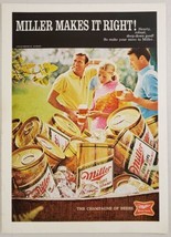 1970 Print Ad Miller High Life Beer in Cans 2 Men &amp; Lady Drink Mugs of Beer - £7.77 GBP
