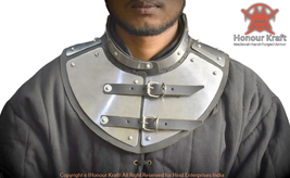Steel neck gorget Medieval Neck protection Armour platted leather gorget... - $118.74+