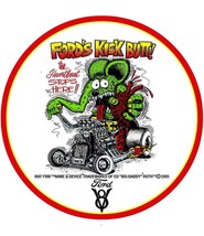 Rat Fink Ford&#39;s Kick Butt!  14&quot; Round Laser Cut Metal Sign - $919.60 MXN
