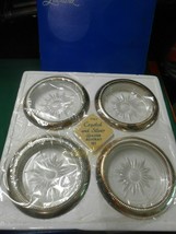 NIB-Set of 4 Crystal and Silverplate COASTERS..Made in Italy - £9.77 GBP