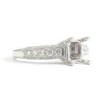 3-Sided Pave Diamond Engagement Ring Setting Mounting 18K White Gold, 5.09 Gr - £1,034.97 GBP