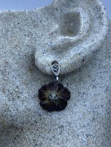 Vintage abalone Flower Earrings Deco 925 Sterling Silver Marcasite - £66.56 GBP