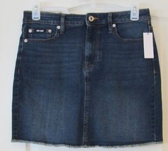 DKNY Fray Hem Denim Mid-Rise Skirt NOMAD (DarkWash) Women&#39;s Sz 8-10  NWT - $23.14