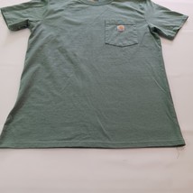 Carhartt Original Fit Men's Green Cotton Blend Workwear Shirt Pocket Size S(4/6) image 8