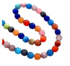 45 Multicolor 7.5-8mm Faceted Round Cat&#39;s Cats Eye Fiberoptic Mix Glass Beads - £4.00 GBP