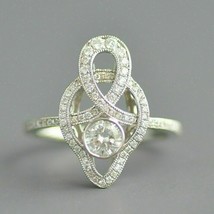 2CT Diamanti Finti Vintage Art Déco Antico Ring 14K Bianco Argento Placcato Oro - $191.18