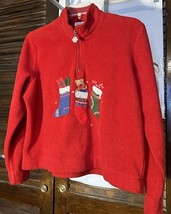 White Stag Ugly Christmas Sweater X-Large(16-18) Stockings Fleece Vintage Zipper - €11,19 EUR