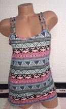 Victoria&#39;s Secret Pink Multicolor Black Aztec Geo Open Strappy Back Tank... - £27.51 GBP