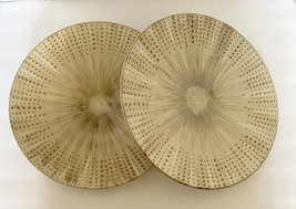 Expressions Capri Pfaltzgraff Two Dinner Plates Tan Cream Embossed Dots - $24.30