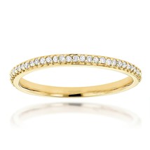 0.30Ct Round Moissanite Eternity Wedding Band Stackable Ring Yellow Gold Plated - £90.77 GBP