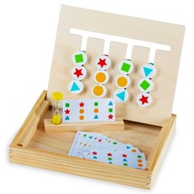 Shape And Color Matching Puzzle For Toddlers - 2-Sided Sliding Preschool... - $27.99