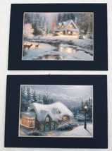 Thomas Kinkade Matted Postcard Prints-Silent Night &amp; Deercreek Cottage-Set of 2 - £11.77 GBP