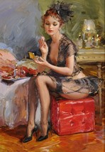 Hand Painted Oil Painting Konstantin Razumov Girl Modern Abstract Wall #064 - £52.29 GBP