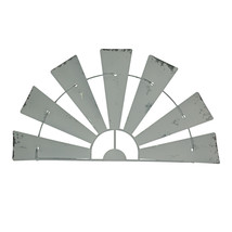35 Inch Weathered White Finish Metal Half-Windmill Wall Sculpture Décor Art - £25.65 GBP