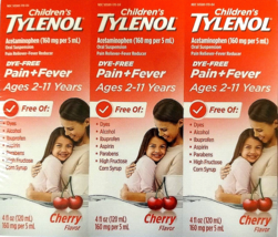 Children&#39;s Tylenol Dye Free Pain+Fever Cherry Flavor 12 Oz EXP 01/2026 - $448.78 MXN