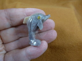 Y-DOL-21 little gray tan DOLPHIN figurine carving SOAPSTONE PERU love do... - $8.59