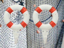 Cast Iron Nautical Coastal Lifeguard Life Ring Buoy Wall Hook Accent Set Of 2 - £21.57 GBP